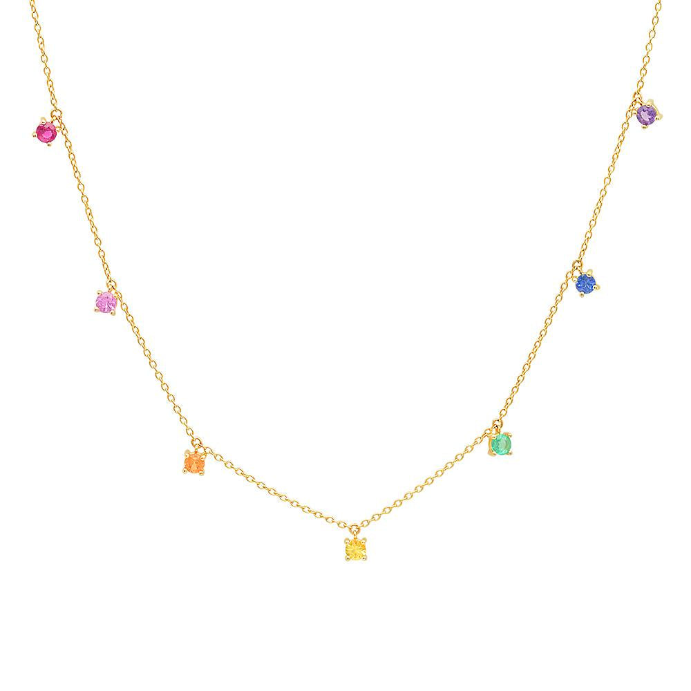 14K Yellow Gold Rainbow Charm Necklace